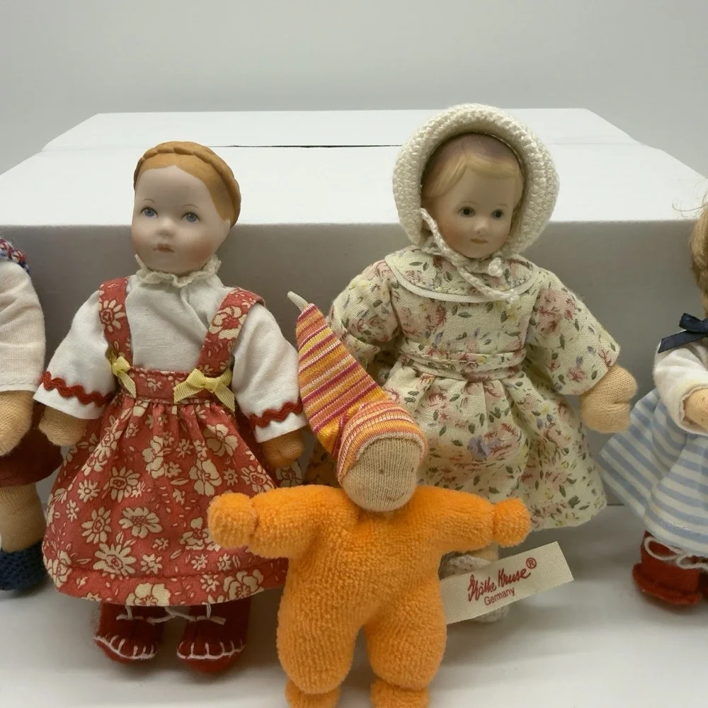 Lot of 5 Käthe Kruse‎ Club Edition 1:12 Miniature Porcelain Dollhouse Dolls Mint